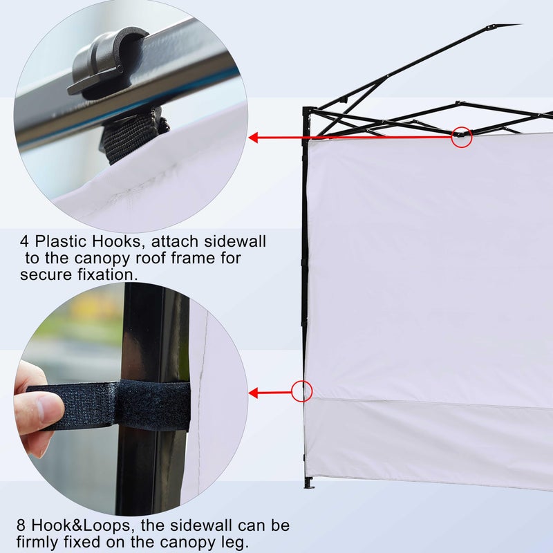 NINAT Canopy Sunwall Sidewall Gazebos Tent Waterproof for 10x10ft Pop up Canopy Straight Leg Gazebos Outdoor Instant Canopies 1 Pcs White Canopy Sidewall Only - Image 3